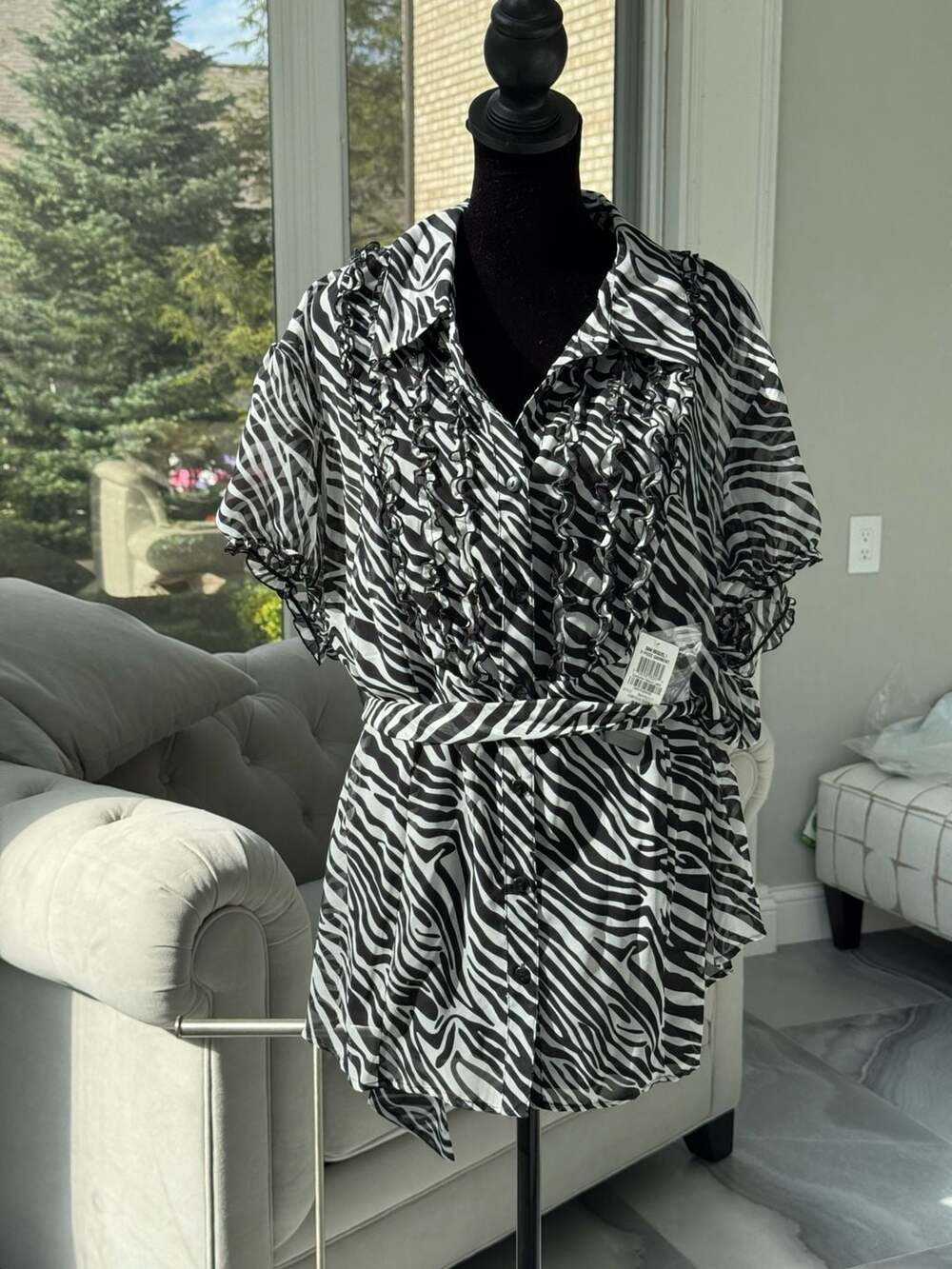 NWT Style & Co. Woman San Miguel 2-Piece Zebra Print Ruffle Blouse Size 22W